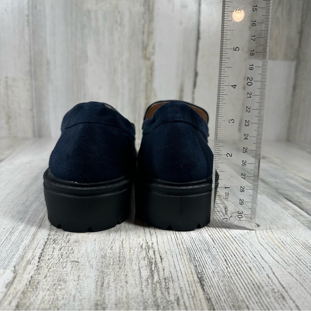 New Journee Collection Erika Faux Suede Navy Chunky Loafer #939 - Picture 8 of 12